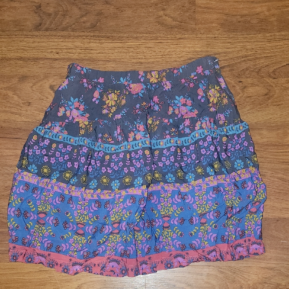 NATURAL LIFE Colorful Floral Midi Skirt